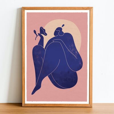 Blue Lady 01 Stampa d'arte moderna ispirata a Matisse