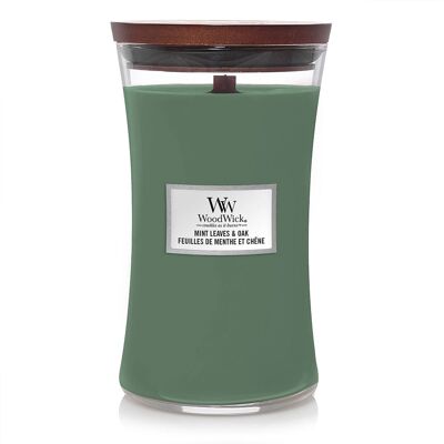 Mint Leaves Oak Large Hourglass Wood Wick Candle