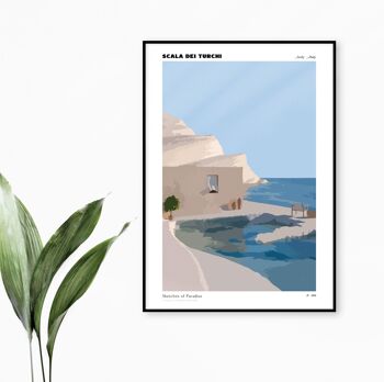 Scala Dei Turchi - Affiche murale 'Paradise Prints' (A4 - Brillant) 2