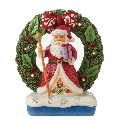Santa in Wreath Figurine - Heartwood Creek by Jim Shore