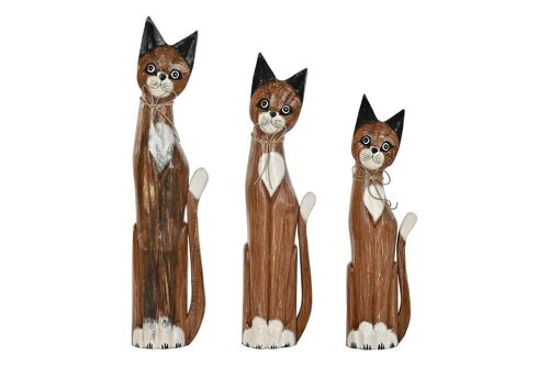 FIGURA SET 3 ALBASIA 17X6X80 GATOS MARRON FD199076