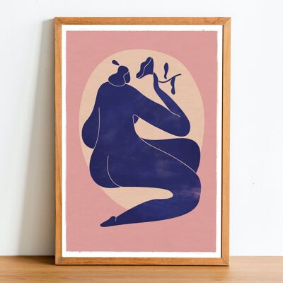 Blue Lady 02 Stampa d'arte moderna ispirata a Matisse