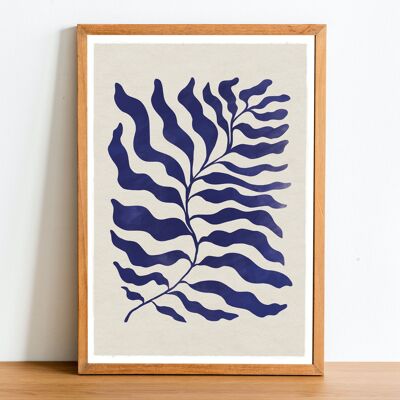 Blue Leaf 03 Moderno inspirado en Matisse Lámina artística