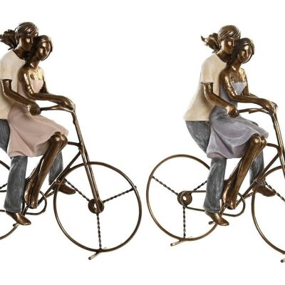 FIGURINE EN RÉSINE 24.5X10X25.5 COUPLE DE VÉLO 2 ASSORTIMENT. FD203778