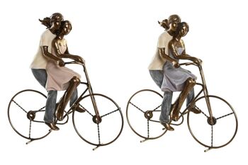 FIGURINE EN RÉSINE 24.5X10X25.5 COUPLE DE VÉLO 2 ASSORTIMENT. FD203778 1