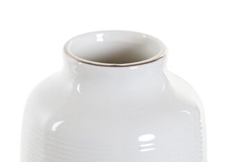 VASE GRÈS COTON 12X12X24 BLANC POMPON LD171528 3