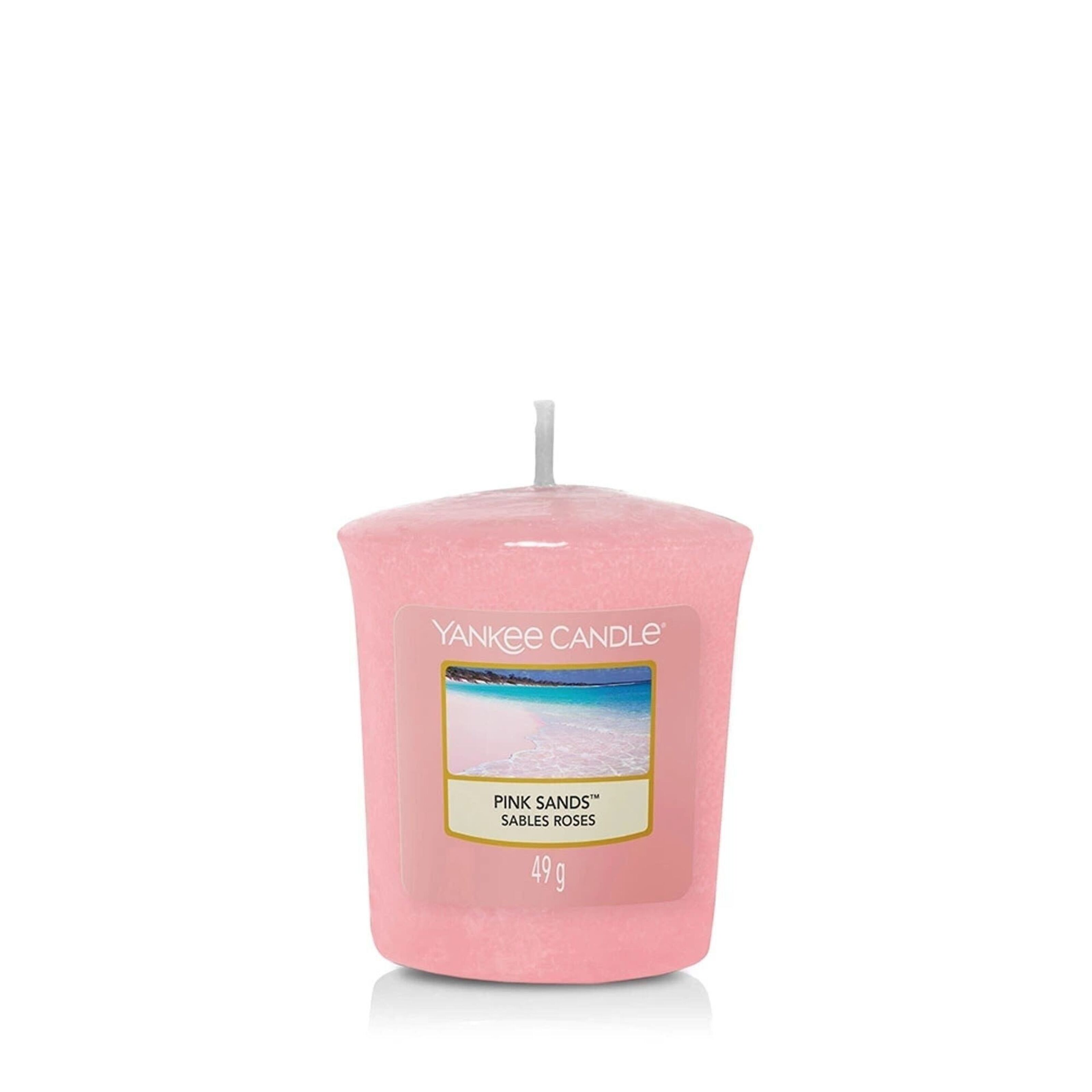 Candela Yankee candle pink sands 411gr rosa in cera stile Yankee candle