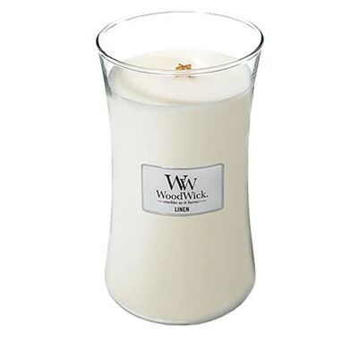 Linen Large Hourglass Wood Wick Candle