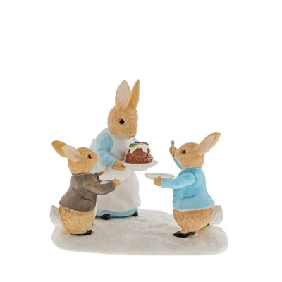 Mrs. Rabbit with a Christmas Pudding Figurine