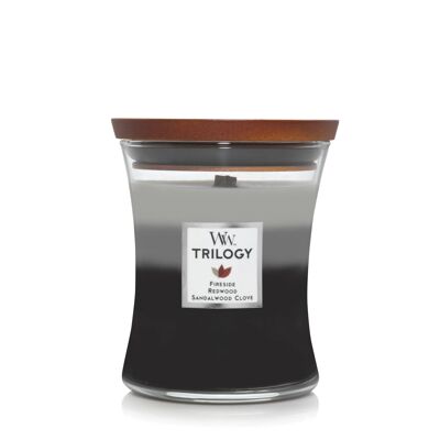 Warm Woods Trilogy Medium Hourglass Wood Wick Candle