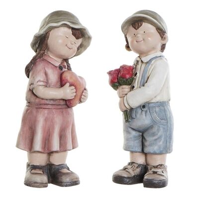 FIGURA IN VETRORESINA 19X16X45 RAGAZZO CUORE 2 ASSORTIMENTI. FD191749