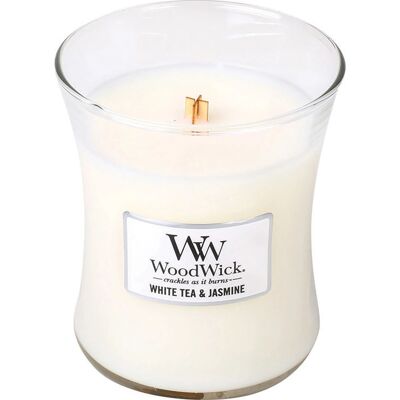 White Tea Jasmine Medium Hourglass Wood Wick Candle