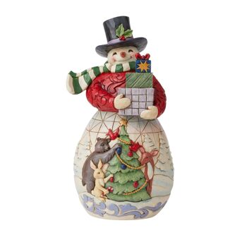 Figurine bonhomme de neige avec cadeaux - Heartwood Creek par Jim Shore 1