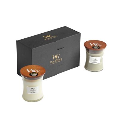 Set regalo con 2 clessidre medie di Wood Wick Candle