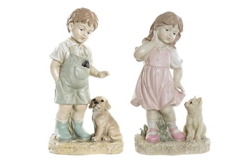 FIGURA RESINA 26,5X16,5X44,5 NIÑO MASCOTA 2 SURT. FD191750