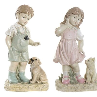 FIGURINE EN RÉSINE 26.5X16.5X44.5 ENFANT PET 2 ASSORTIMENTS. FD191750