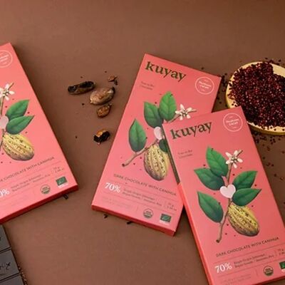 70% pure origin dark chocolate with quinoa