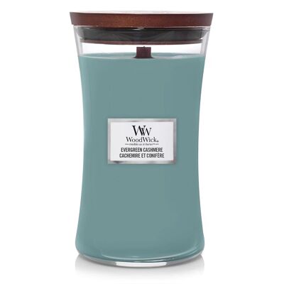 Evergreen Cashmere Large Hour Glass Wood Wick Candle