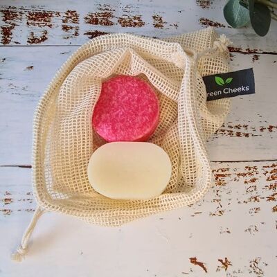 Cotton Multi-Purpose Bag in Organic Cotton - Laundry, Storage, Shower Soap, Toys - Mesh Bag Draw String