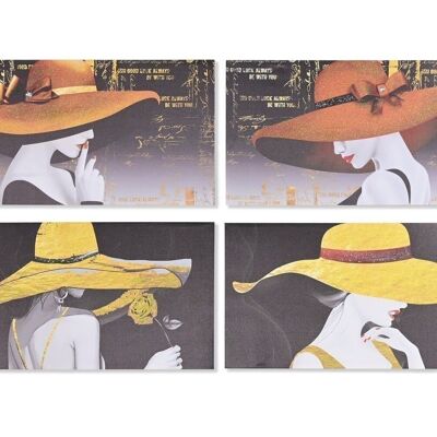 CANVAS PICTURE 100X2,5X50 WOMAN HAT 4 ASSORTMENTS. CU201723