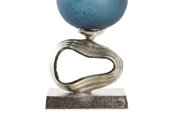 VASE ALUMINIUM VERRE 18X18X54 BLEU LD201016 2