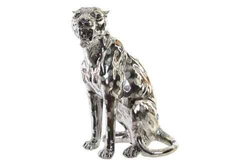 FIGURA RESINA 28X21X41 LEOPARDO PLATEADO RF148027