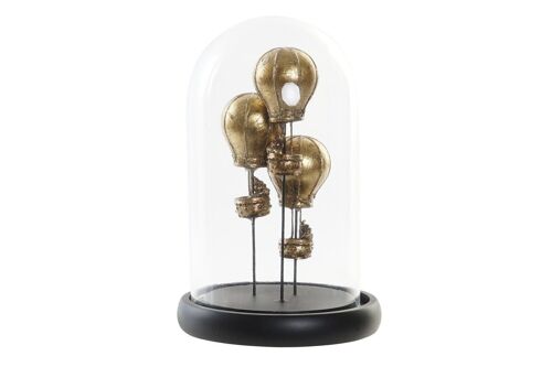 FIGURA RESINA CRISTAL 14X14X22 GLOBOS DORADO FD193636