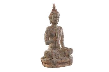 FIGURINE EN RÉSINE 27,5X20X51,5 BOUDDHA ÂGÉ GRIS RF157223 1