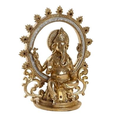 FIGURINE EN RÉSINE 25,5X15X30,5 GANESHA DORÉ FD199223