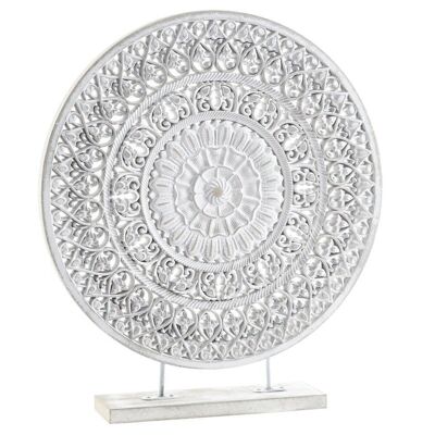 DECORAZIONE MDF METALLO 37X7X42 MANDALA DECAPE BIANCO DH178630