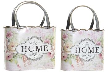 JARDINIÈRE SET 2 METAL 29X13X38,5 HOME ROSE LD181758 1