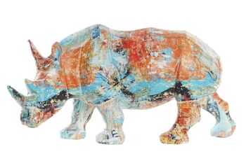 FIGURINE EN RÉSINE 34X12,5X16,5 RHINO MULTICOLORE FD194709 1