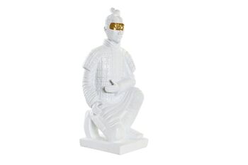 FIGURINE EN RÉSINE 13,5X13,5X33 GUERRIER BLANC FD199235 1