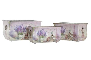 JARDINIÈRE SET 3 METAL 31X18X17,5 LAVANDE LILAS LD181762 1