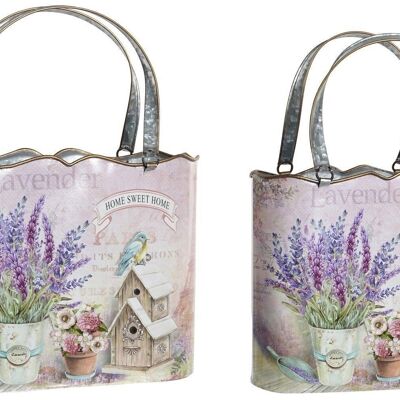 JARDINIÈRE SET 2 METAL 29X13,5X38,5 LAVANDE LILAS LD181764