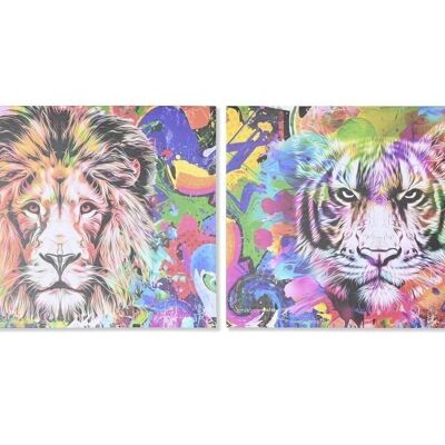 TABLEAU SUR TOILE MDF 70X1,8X50 LEON TIGRE 2 ASSORTIS. CU201827