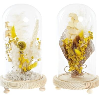 GLASS DRIED FLOWER DECORATION 12X12X21 2 ASSORTMENTS. DH201812