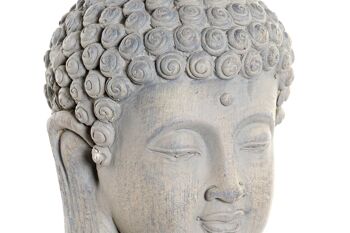 FIGURINE EN FIBRE DE VERRE 25X16X42 BOUDDHA GRIS RF163943 2