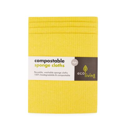 Chiffons de nettoyage éponge compostables UK (paquet de 4)