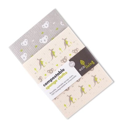 Compostable Sponge Cleaning Cloths - Wildlife Rescue 2 Pack KOALA