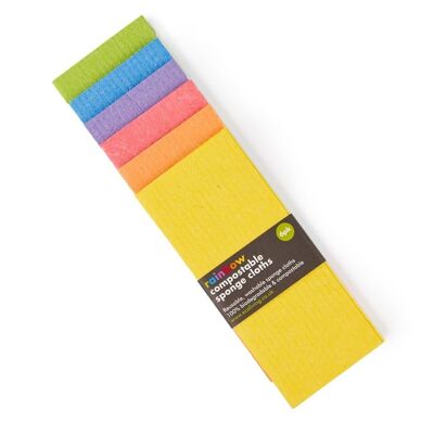 Chiffons de nettoyage compostables en éponge 6 pack (Rainbow) - 1 unité