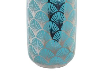 VASE PORCELAINE 13X13X26 TURQUOISE CHROME LD182507 3