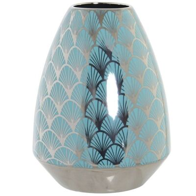 VASO PORCELLANA 18X18X24 TURCHESE CROMO LD182508