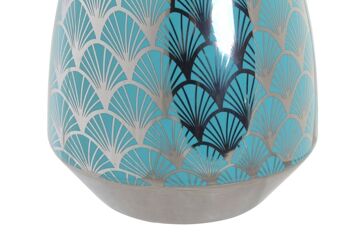 VASE PORCELAINE 18X18X24 TURQUOISE CHROME LD182508 2