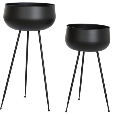 MACETERO SET 2 METAL 34X34X70 NEGRO MC205974