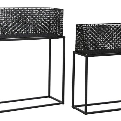 MACETERO SET 2 METAL 60X22X70 NEGRO MC205976