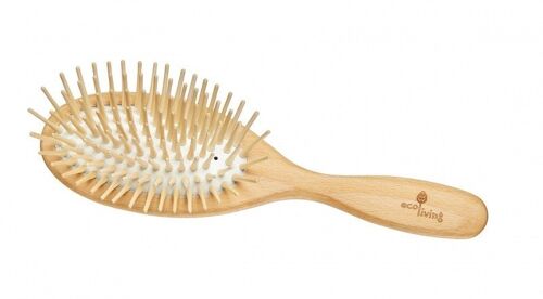 Wooden Hairbrush - Extra-long Wooden Pins OVAL SHAPE