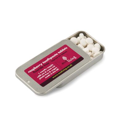 Tabletas de pasta de dientes con sabor a frambuesa - con fluoruro Suministro para 1 mes