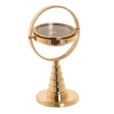 GLASS BRASS COMPASS 9,5X8X16 GLOSSY TABLETOP DH202152