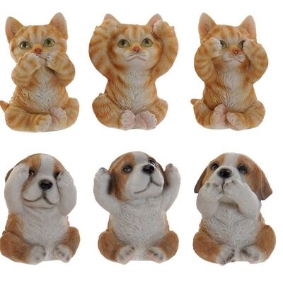 FIGURINE EN RÉSINE 6,5X6X8 CHAT CHIEN 6 ASSORTIMENT. FD205358